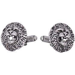 Lion Head Pewter Cuff Links