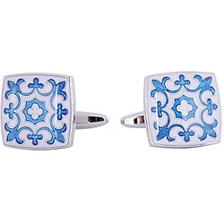 Blue and White Fleur de Lis Cuff Links