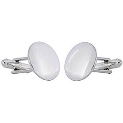 Rhodium silver Convex Mirror Cufflinks