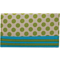 Canvas Checkbook Cover 6.75 x4 - Green Dot