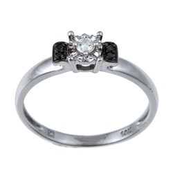 10K White Gold 1/10ct TDW Black and White Diamond Ring
