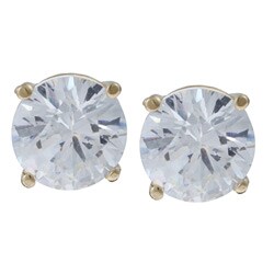 Caribe Gold  14k over Sterling  Silver Round Cubic Zirconia Stud Earrings (8 mm)