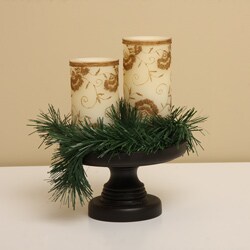 Embroidered Flameless LED Vanilla Scented Wax Candles (Set of 2)