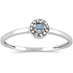 10k White Gold Blue Diamond Promise Ring (I1-I2)