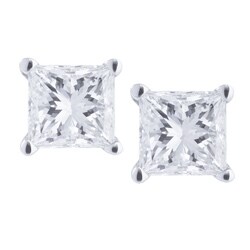 14k White Gold Princess-cut Diamond Accent Stud Earrings