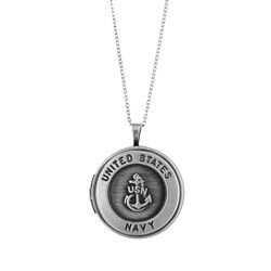 Sterling Essentials Sterling Silver 18-inch Navy Locket Necklace