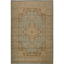 Loomed Free-form Aqua Rug (7'9 x 11'2)