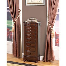 Muscatto Coffee 8-Drawer Charging Jewelry Armoire