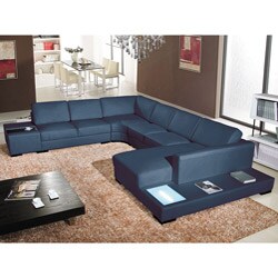 Italia Designs Black Leather Sectional
