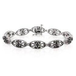 Miadora Sterling Silver 3/4ct TDW Black and White Diamond Bracelet (G-H, I2-I3)