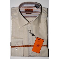 Enzo Tovare Men's Beige Striped Shirt