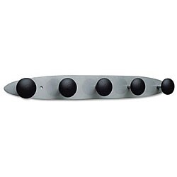 Alba Silver and Black 5-Peg Wall Rack