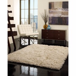 Handmade Alexa Standard Natural Flokati New Zealand Wool Shag Rug (4' x 6')