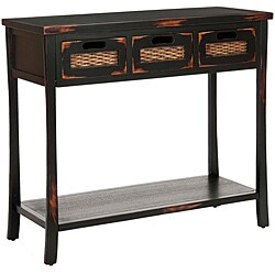 Corby Distressed 3-Drawer Black Console Table