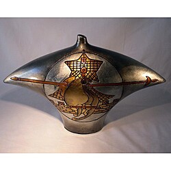 Handcrafted Metallic Silver Ceramic Butterfly Vase