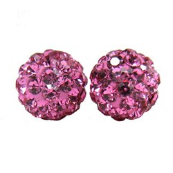 Sterling Silver Pink Crystal-studded 6-mm Ball Earrings