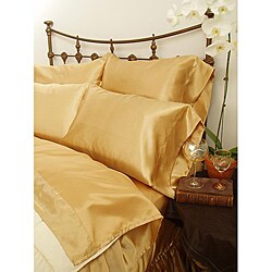Charmeuse Gold Satin 4-piece Full-size Comforter Set