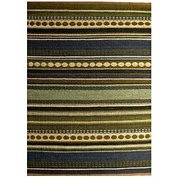 Hand-woven Mohawk Blue/ Green Stripe Jute Rug (6' x 9')