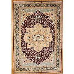 Afghan Hand-knotted Serapi Burgundy Wool Rug (12' x 18')