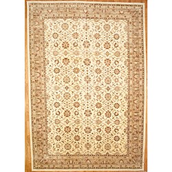 Afghan Hand-knotted Oushak Ivory/ Brown Wool Rug (12'1 x 17'8)