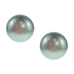 Sterling Silver Tahitian Pearl Stud Earrings (9-10 mm)