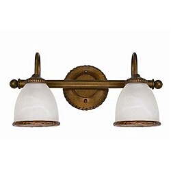 Tet-A-Tet 2-light Old Gold Alabaster Glass Shade Vanity 