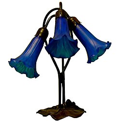 Indoor 3-way Bronze Lily Blue Table Lamp
