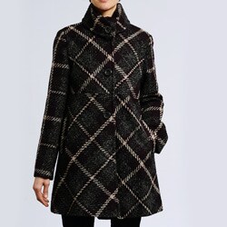 Larry Levine Women's Missy Plaid Coat