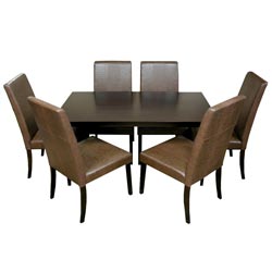 Warehouse of Tiffany 7-piece Brown Crocodile Leather Dining Furniture Set