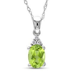 10k White Gold Peridot and Diamond Accent Necklace