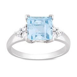 Sterling Silver Topaz and Cubic Zirconia Engagement Ring