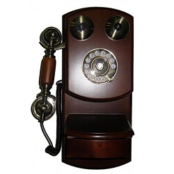 Mahogany Brass-plated Classic Wall Telephone