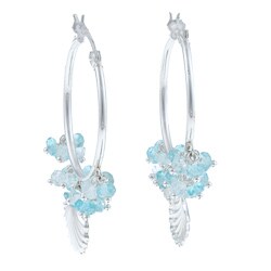 Zoe B Sterling Silver Aquamarine and Apatite Hoop Earrings