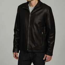 Izod Men's Leather Stand Collar Zip-front Coat