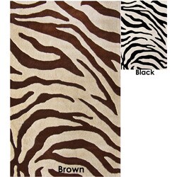 Handmade Alexa Modern Zebra Wool Rug (7'6 x 9'6)