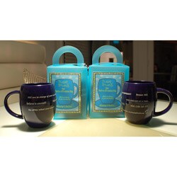 Positive Affirmation Set of 2 Pleasant Dreamz 16-oz Cobalt Blue Mugs