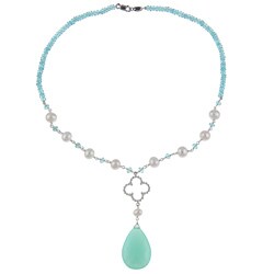 Zoe B Sterling Silver Chalcedony, Apatite and Pearl Necklace (4.5-6 mm)