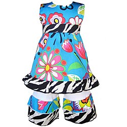 AnnLoren Blue Tropical Dress/ Capri Outfit Fits American Girl Dolls