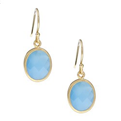 Zoe B 14k Gold over Sterling Silver Blue Chalcedony Earrings