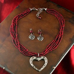 Glass Bead Necklace and Earrings Set (China)