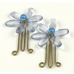 Set of 2 Brass and Pale Blue Flower Paperclips (India)