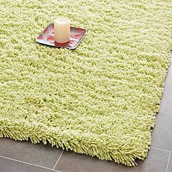 Hand-woven Bliss Lime Green Shag Rug (5' x 8')