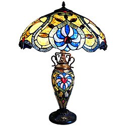 Tiffany-style Bronze Victorian Double-lit Table Lamp 