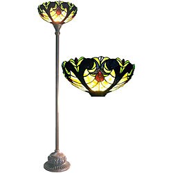 Tiffany-style Victorian Torchiere Bronze Finish Floor Lamp