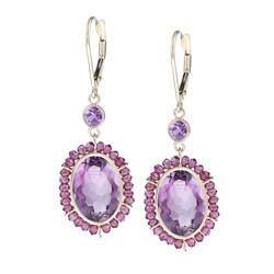 Zoe B 14k Gold Amethyst and Garnet Dangle Earrings