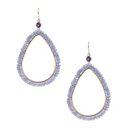 Zoe B 14k Gold Amethyst and Tanzanite Hoop Earrings