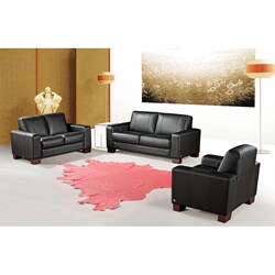 Italia Designs Black Leather Sofa Set