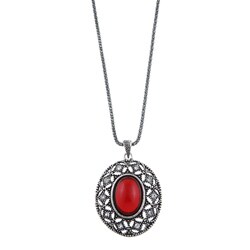 Hermosa Silvertone Created Stone Necklace
