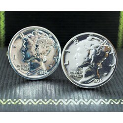 American Coin Treasures Silver Mercury Dime Cuff Links
