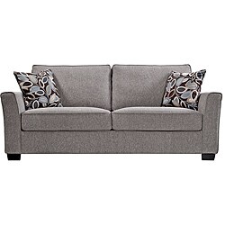 Portfolio Tara Gray Chenille Sofa with Brown Modern Leaf Accent Pillows